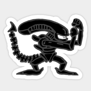 the fighting alien {grey} Sticker